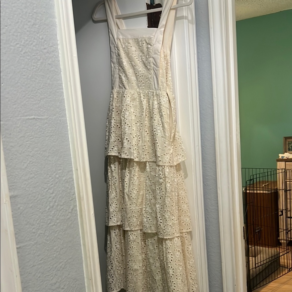 Vici Cream Lace Tiered Maxi Dress